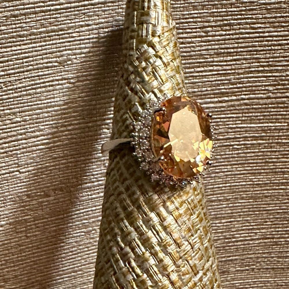 💗💗NEW💗💗WOW!BEAUTY 11CT ROUND MORGANITE RING W CZ DIAMONDS CIRCLING OUTSIDE - Picture 5 of 11